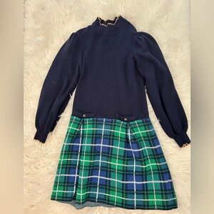 Janie and Jack Navy and Green Plaid Dress